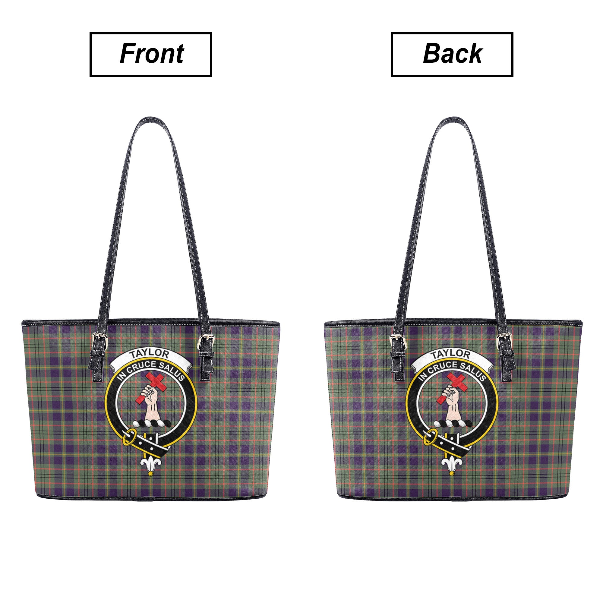 Taylor Weathered Tartan Crest Leather Tote Bag