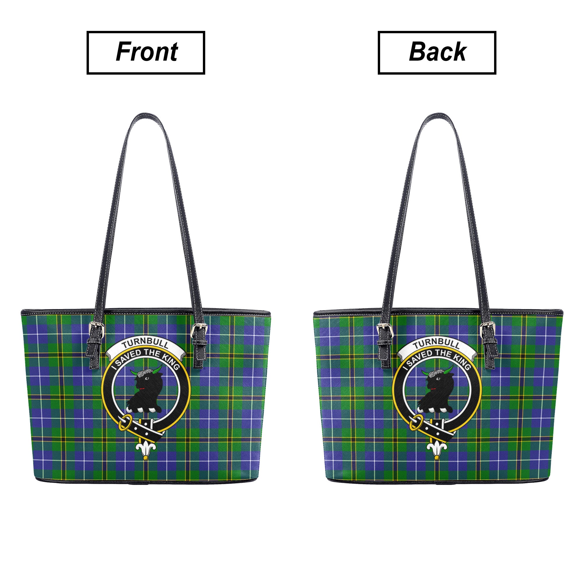 Turnbull Hunting Tartan Crest Leather Tote Bag