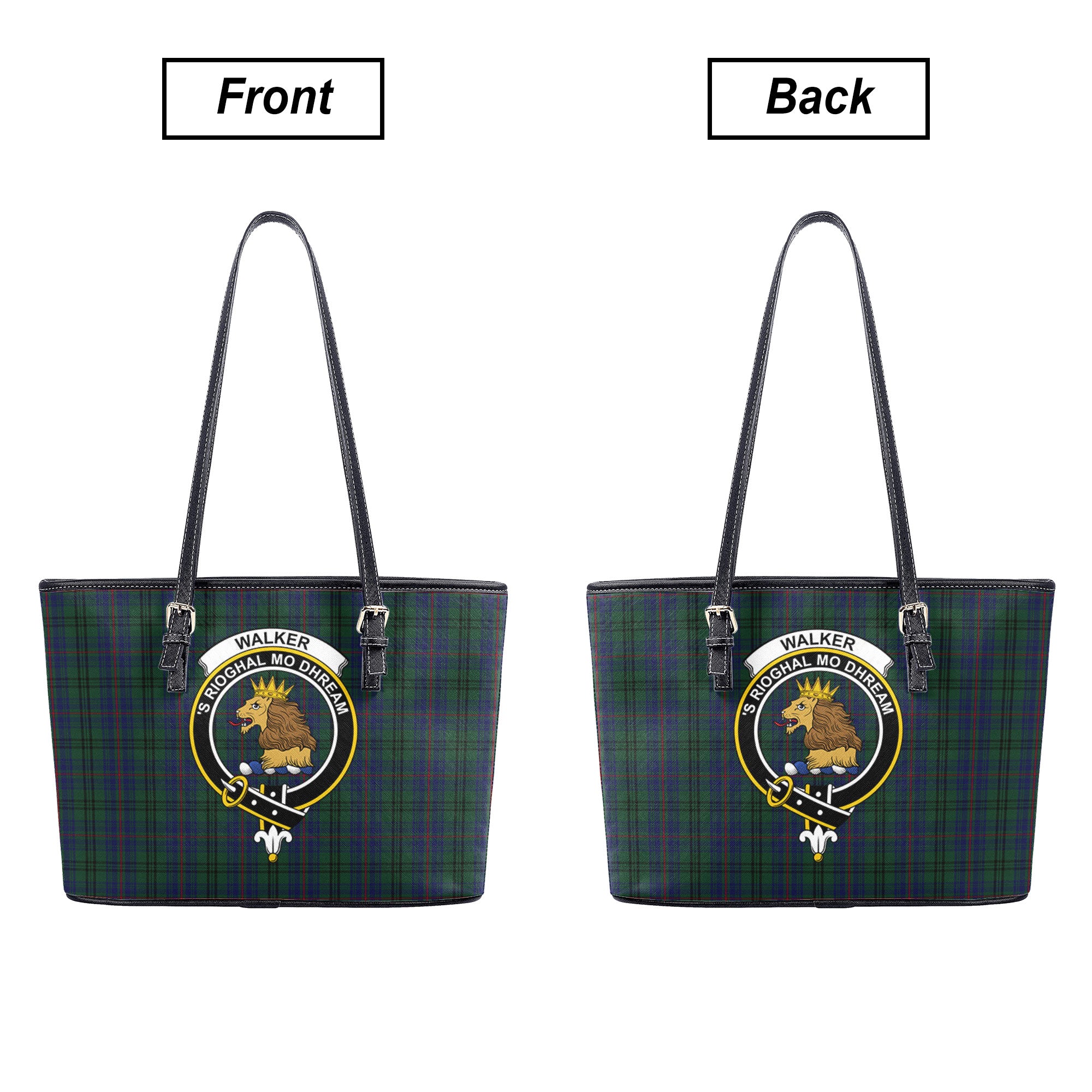 Walker Hunting Tartan Crest Leather Tote Bag