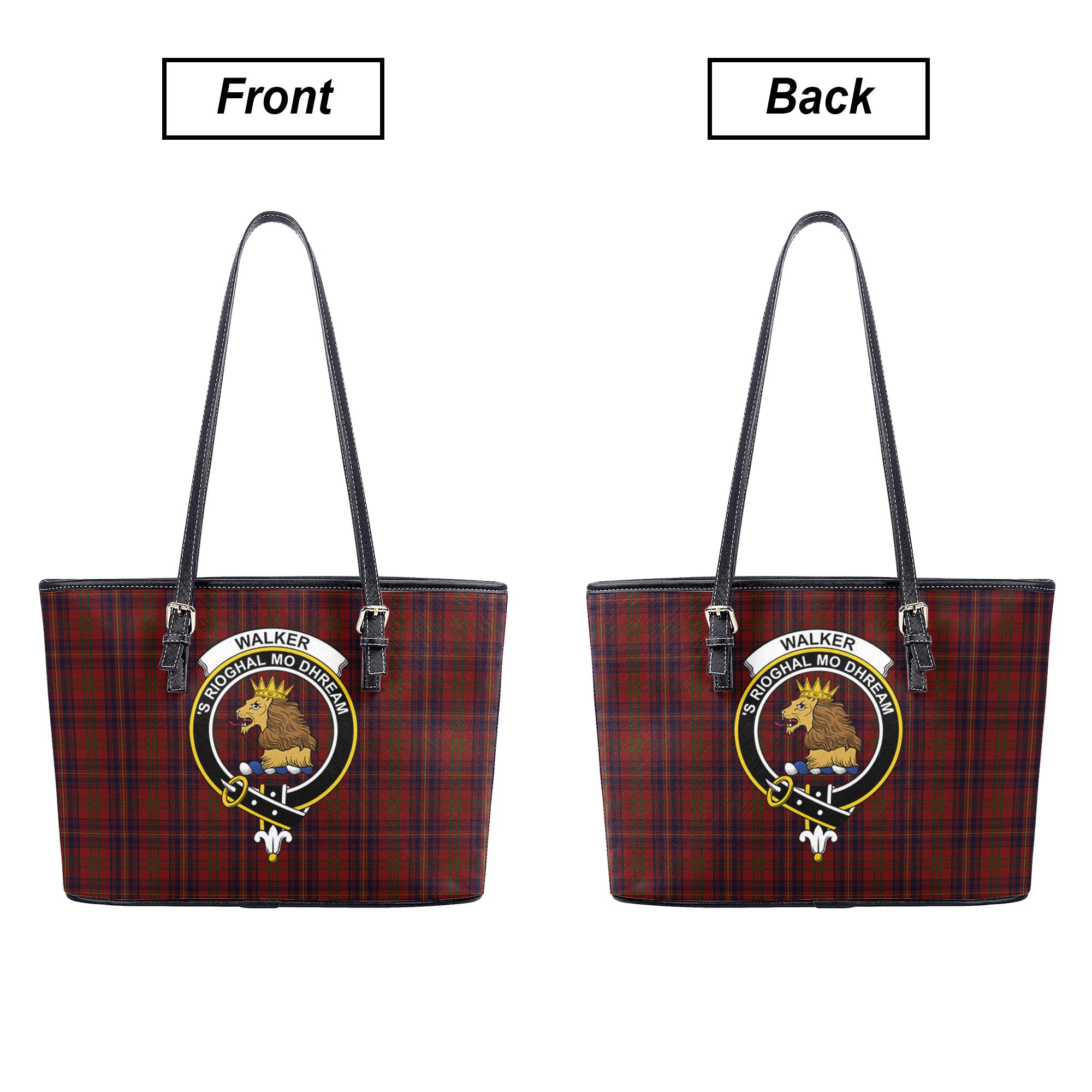 Walker Tartan Crest Leather Tote Bag