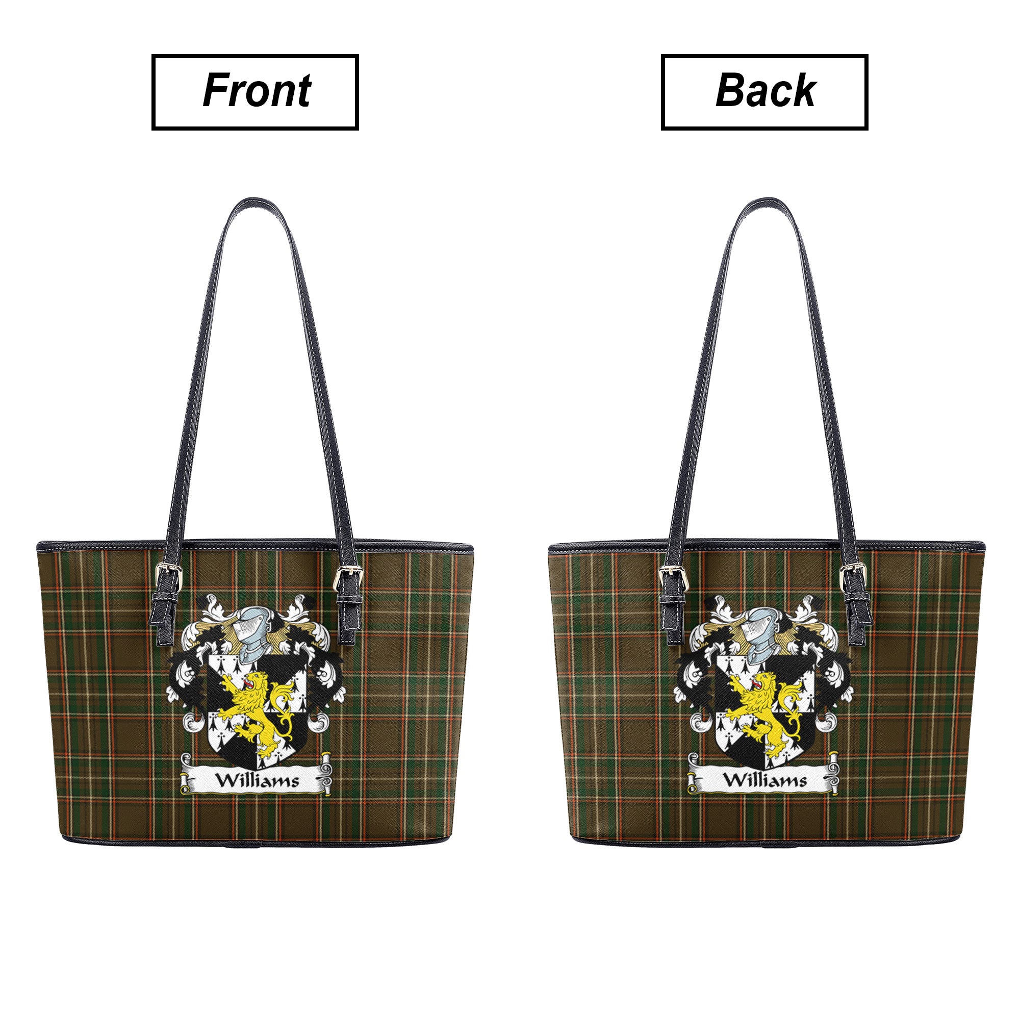 Williams Tartan Crest Leather Tote Bag