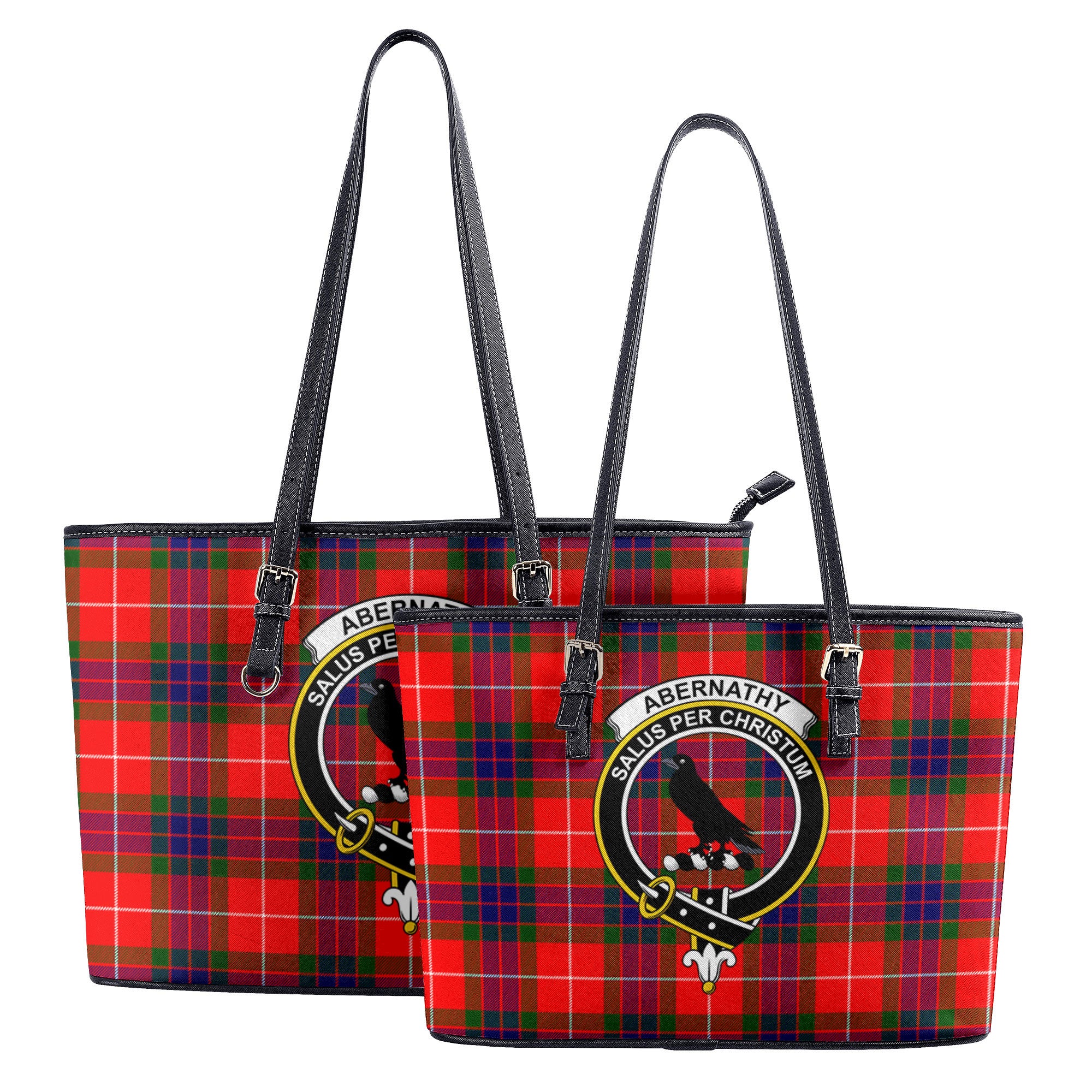 Abernathy Tartan Crest Leather Tote Bag