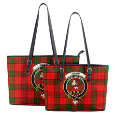 Adair Modern Tartan Crest Leather Tote Bag