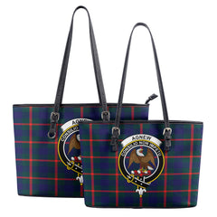 Agnew Modern Tartan Crest Leather Tote Bag