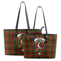 Ainslie Tartan Crest Leather Tote Bag