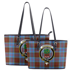 Anderson Modern Tartan Crest Leather Tote Bag