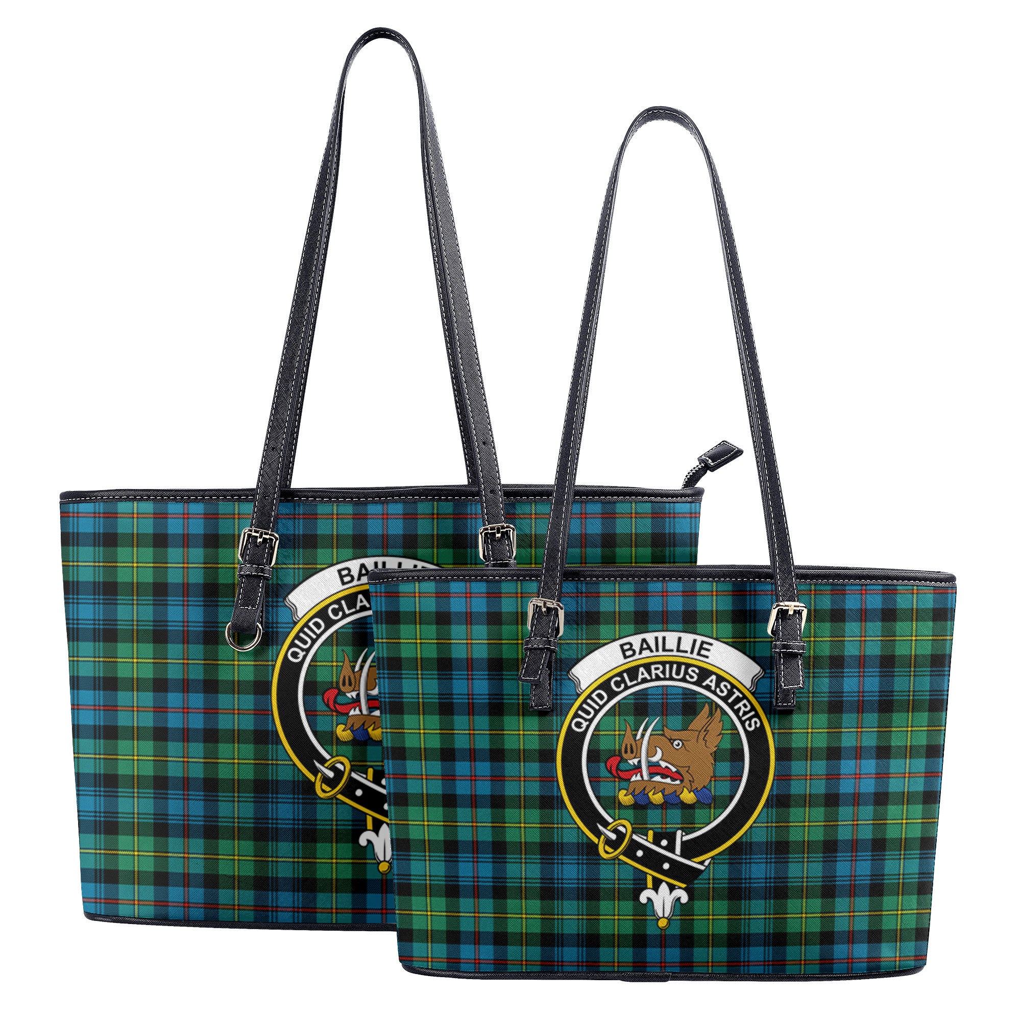 Baillie Ancient Tartan Crest Leather Tote Bag