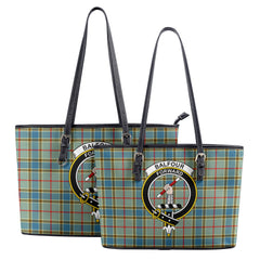 Balfour Blue Tartan Crest Leather Tote Bag