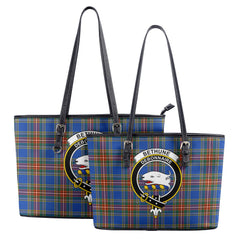 Bethune Ancient Tartan Crest Leather Tote Bag