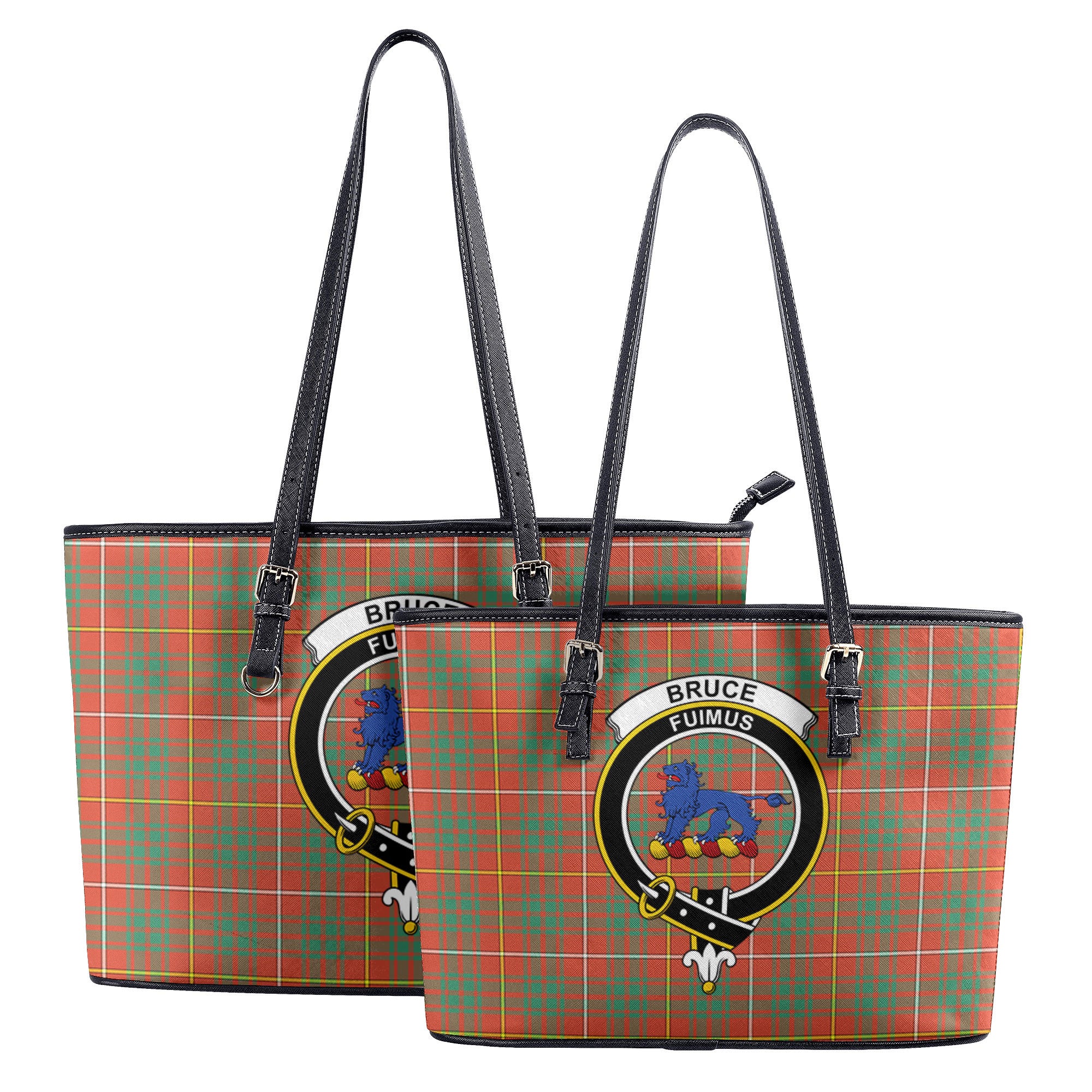 Bruce Ancient Tartan Crest Leather Tote Bag