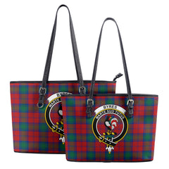 Byres Tartan Crest Leather Tote Bag