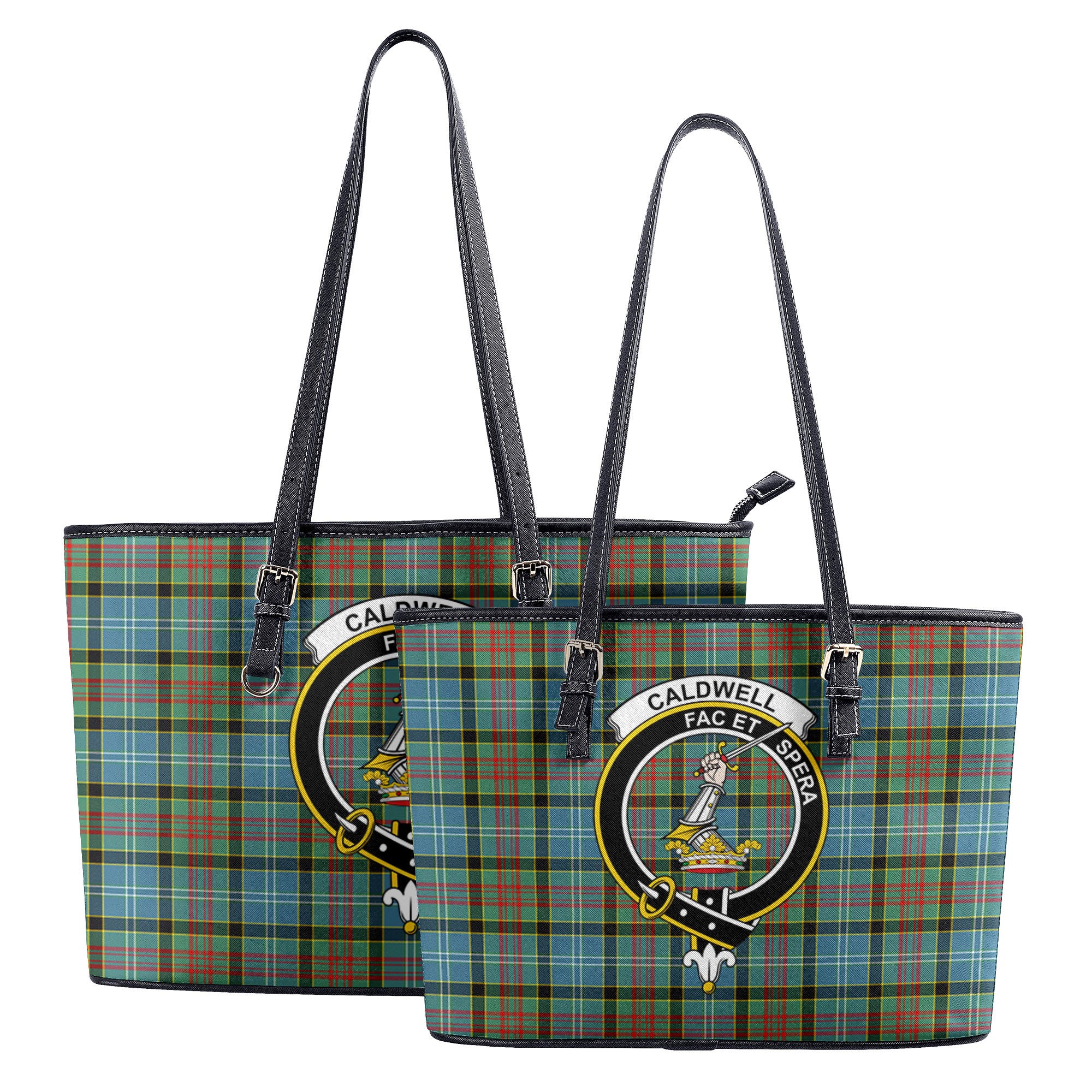 Caldwell Tartan Crest Leather Tote Bag