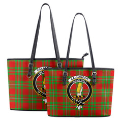 Callander Tartan Crest Leather Tote Bag