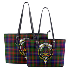 Cameron of Erracht Modern Tartan Crest Leather Tote Bag