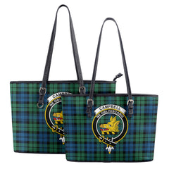 Campbell Ancient 02 Tartan Crest Leather Tote Bag