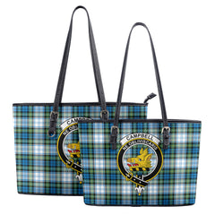 Campbell Dress Ancient Tartan Crest Leather Tote Bag