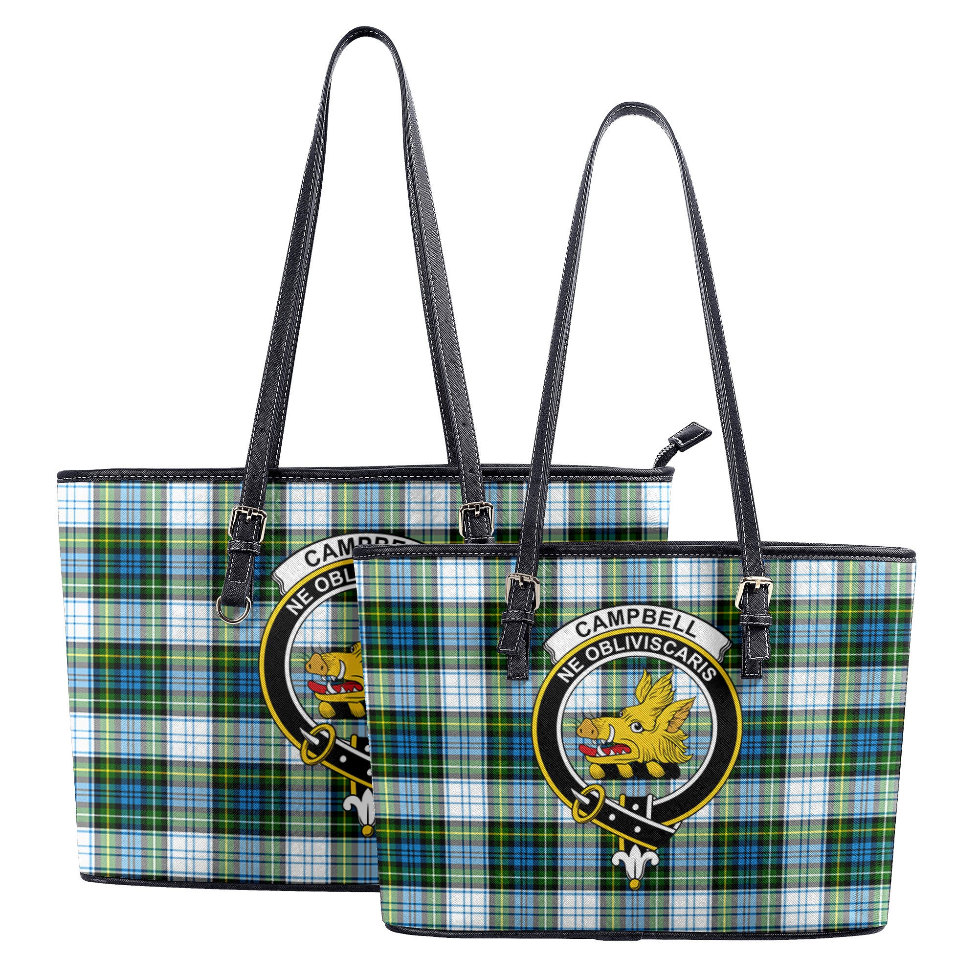 Campbell Dress Tartan Crest Leather Tote Bag