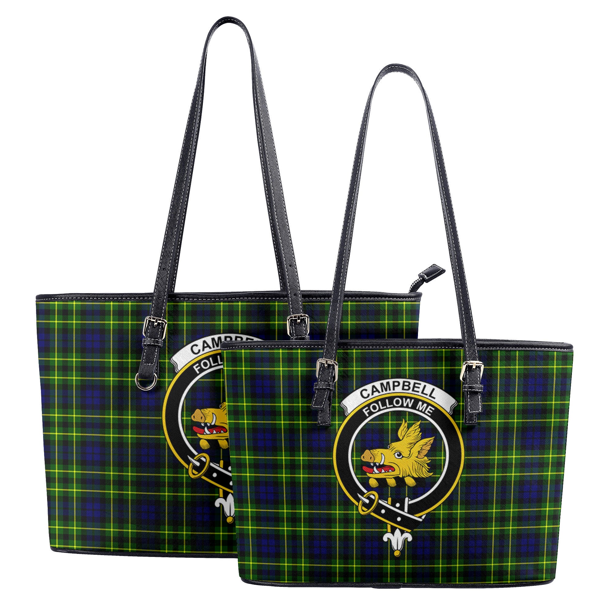 Campbell of Breadalbane Modern Tartan Crest Leather Tote Bag