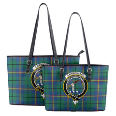 Carmichael Ancient Tartan Crest Leather Tote Bag