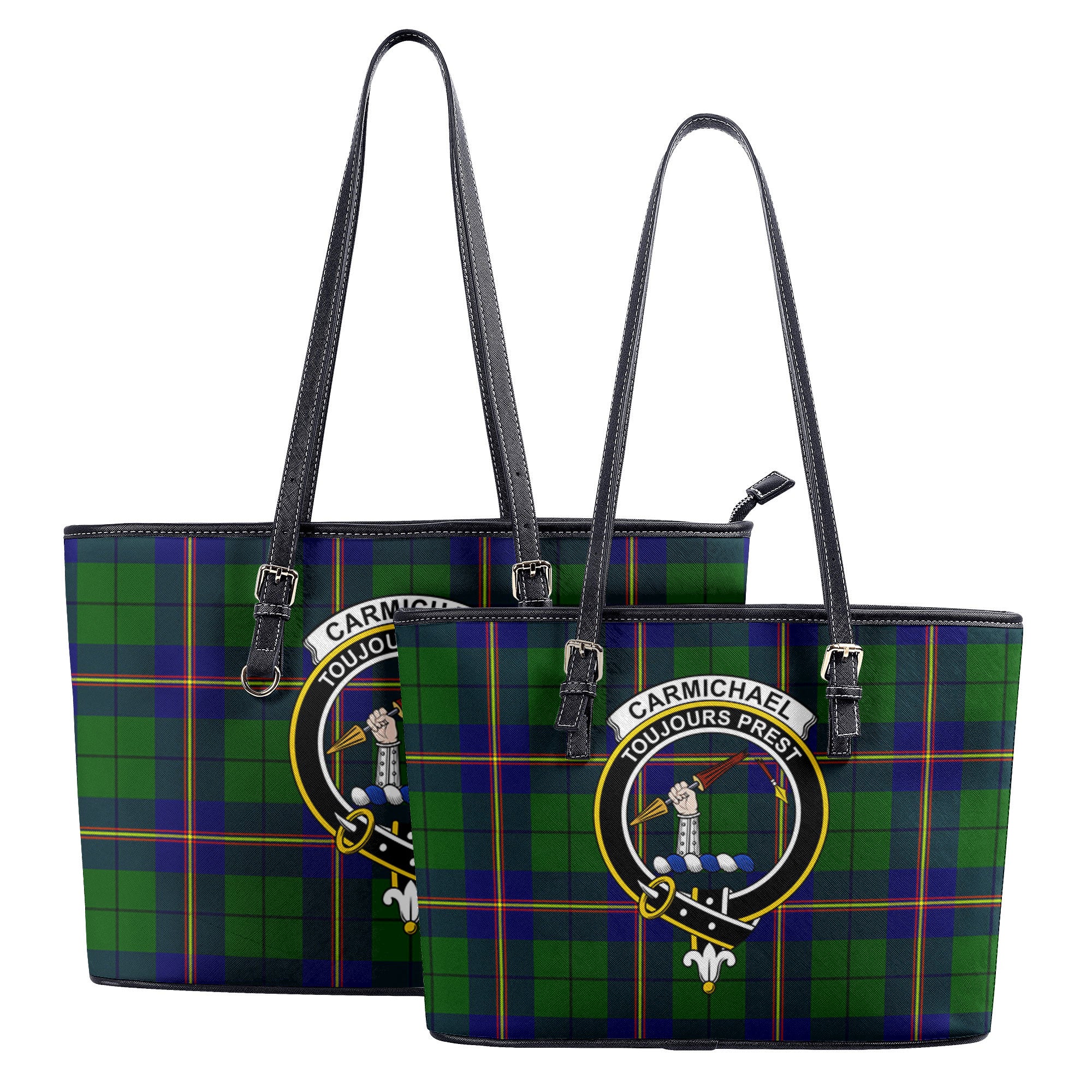 Carmichael Modern Tartan Crest Leather Tote Bag