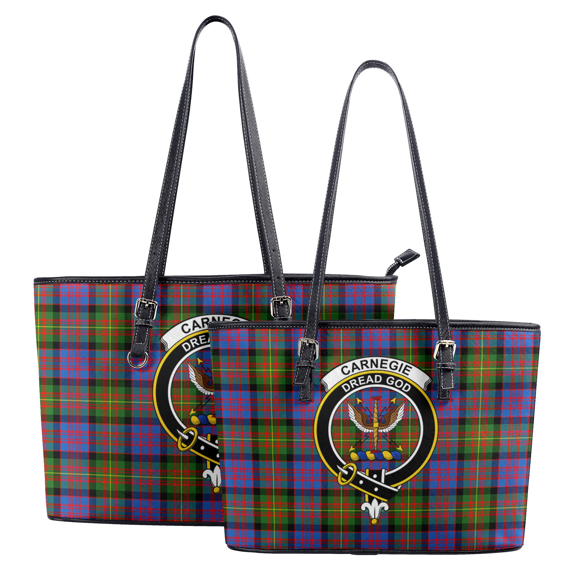 Carnegie Ancient Tartan Crest Leather Tote Bag