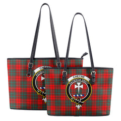 Cheyne Tartan Crest Leather Tote Bag