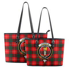 Chisholm Modern Tartan Crest Leather Tote Bag