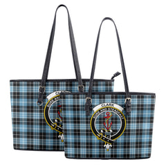 Clark Ancient Tartan Crest Leather Tote Bag