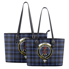 Clark Modern Tartan Crest Leather Tote Bag