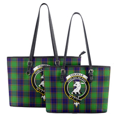 Colville Tartan Crest Leather Tote Bag