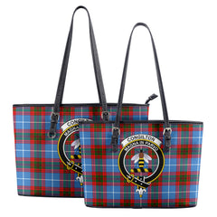 Congilton Tartan Crest Leather Tote Bag