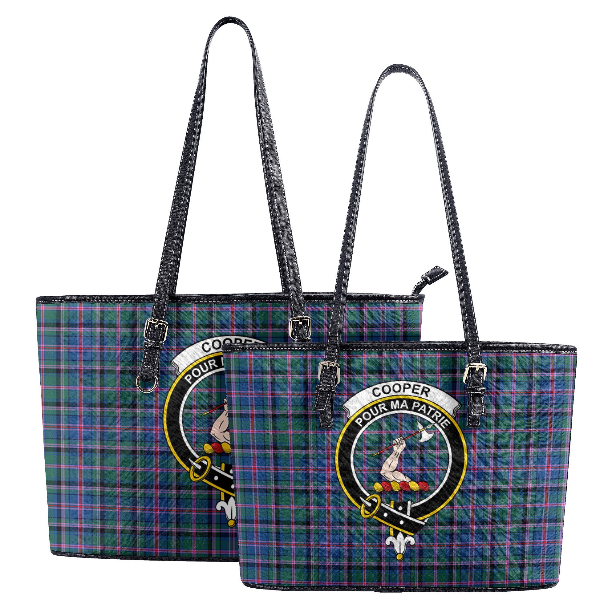 Cooper Ancient Tartan Crest Leather Tote Bag