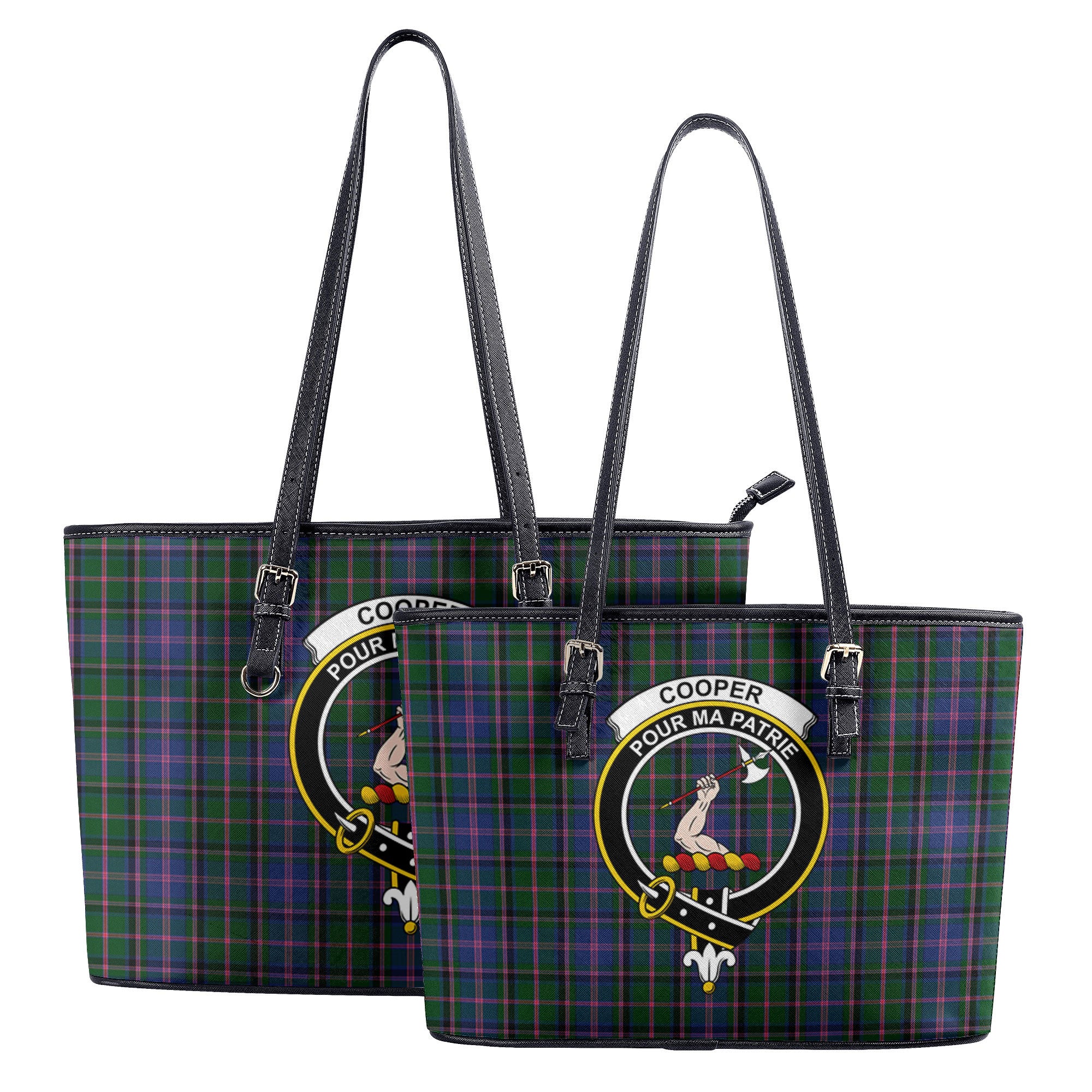 Cooper Tartan Crest Leather Tote Bag