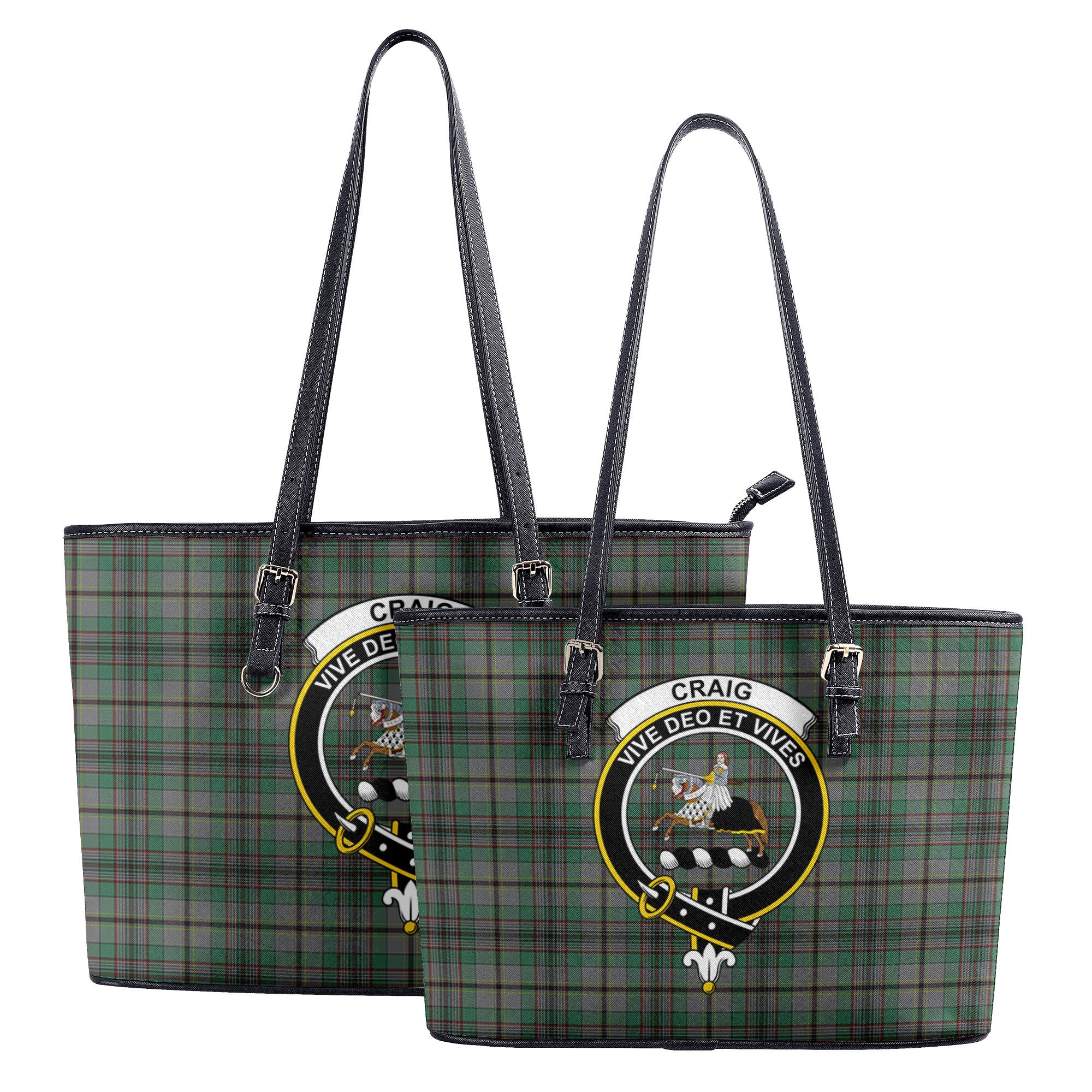 Craig Tartan Crest Leather Tote Bag