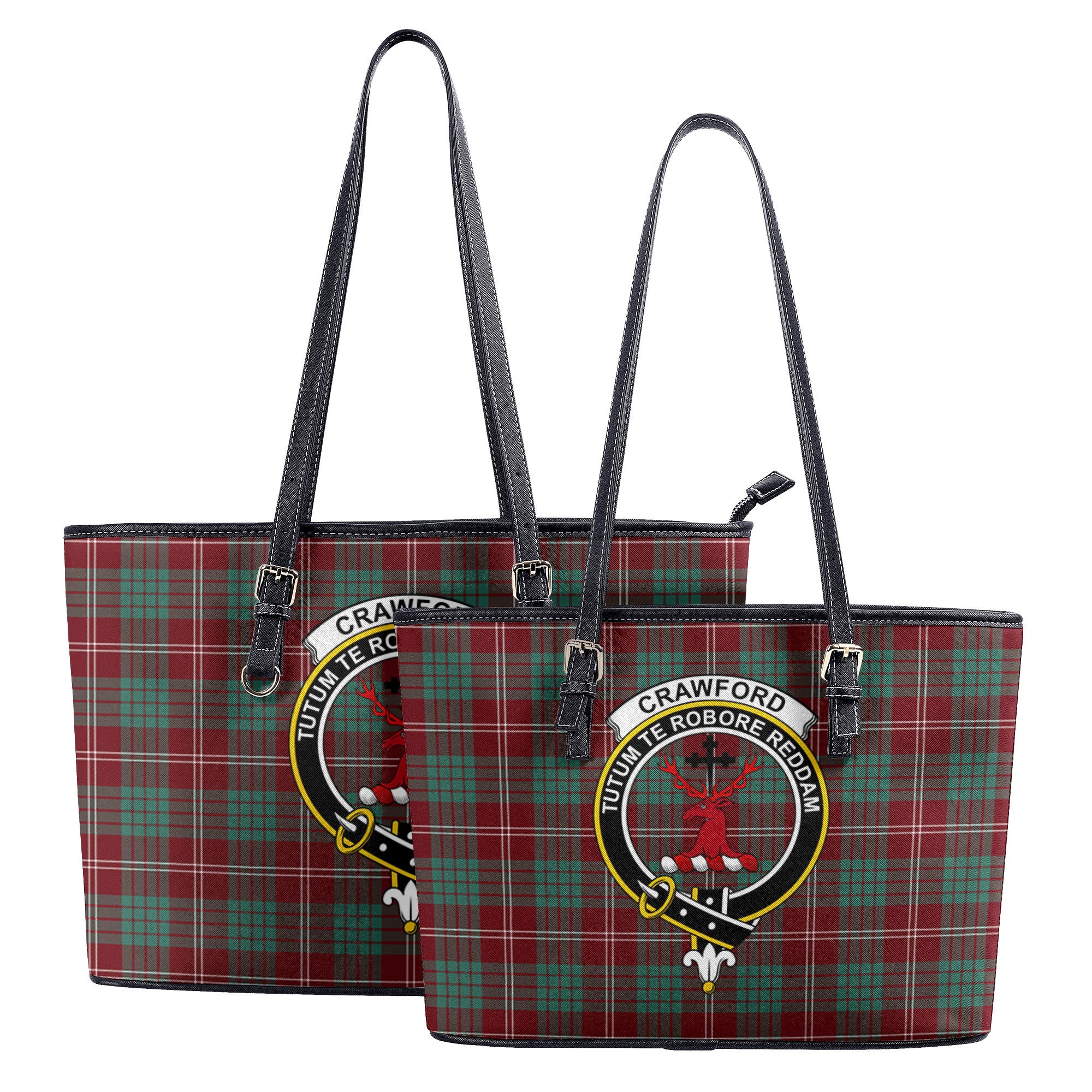 Crawford Modern Tartan Crest Leather Tote Bag