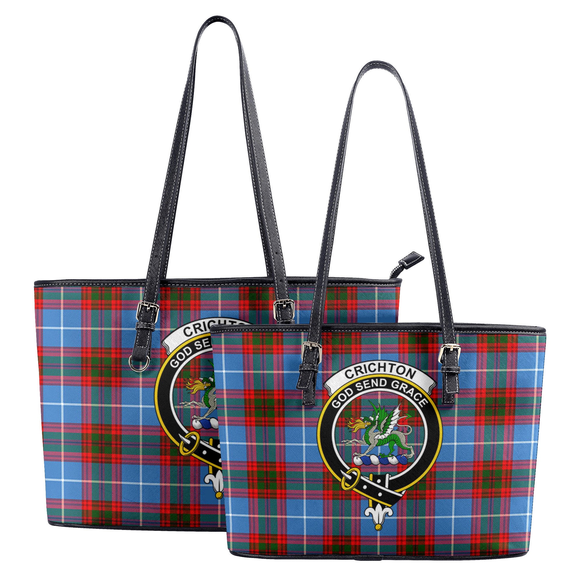 Crichton Tartan Crest Leather Tote Bag