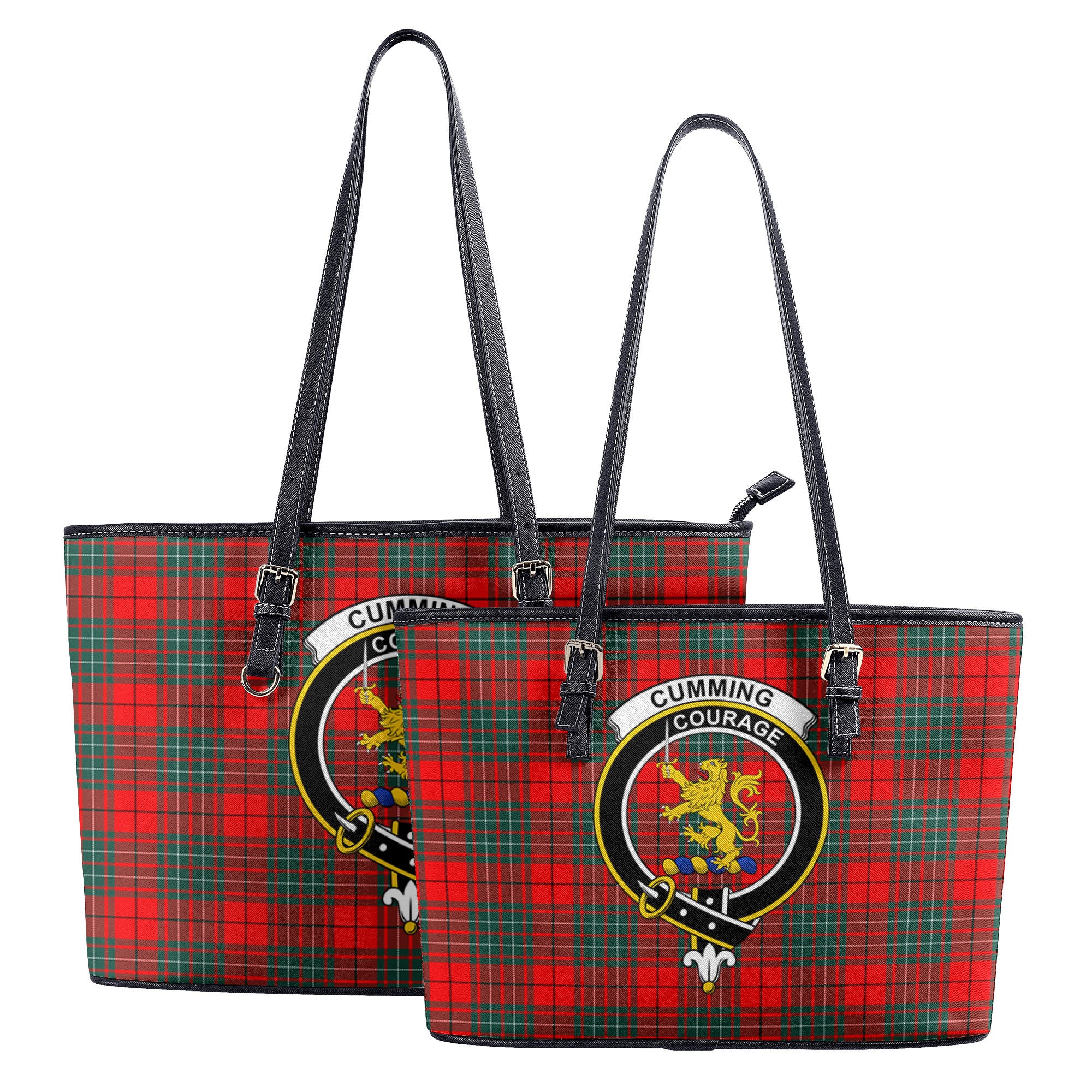 Cumming Modern Tartan Crest Leather Tote Bag