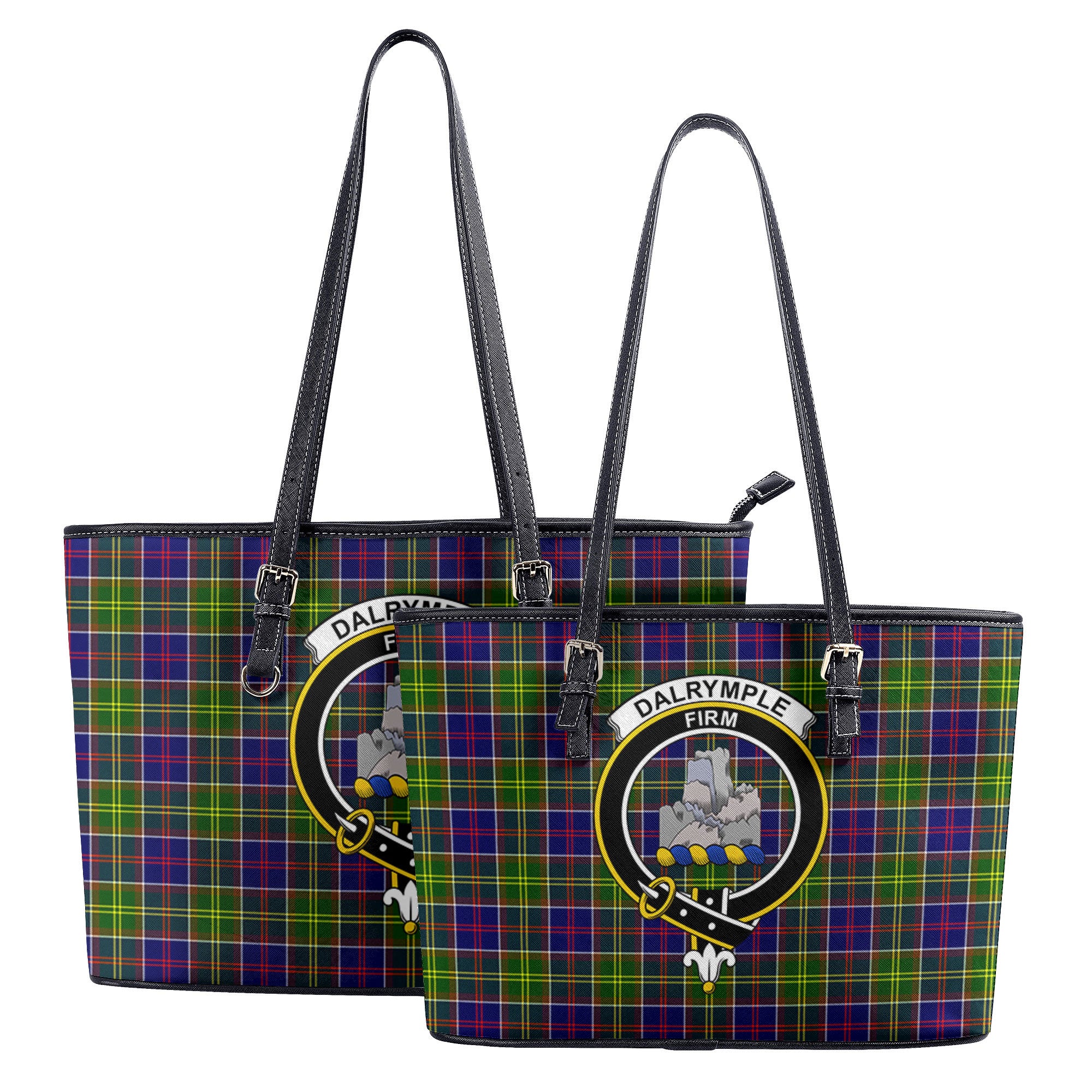 Dalrymple Tartan Crest Leather Tote Bag