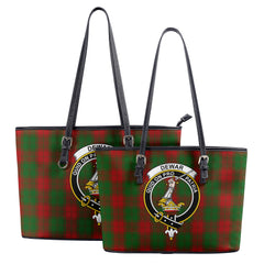 Dewar Clan Tartan Crest Leather Tote Bag