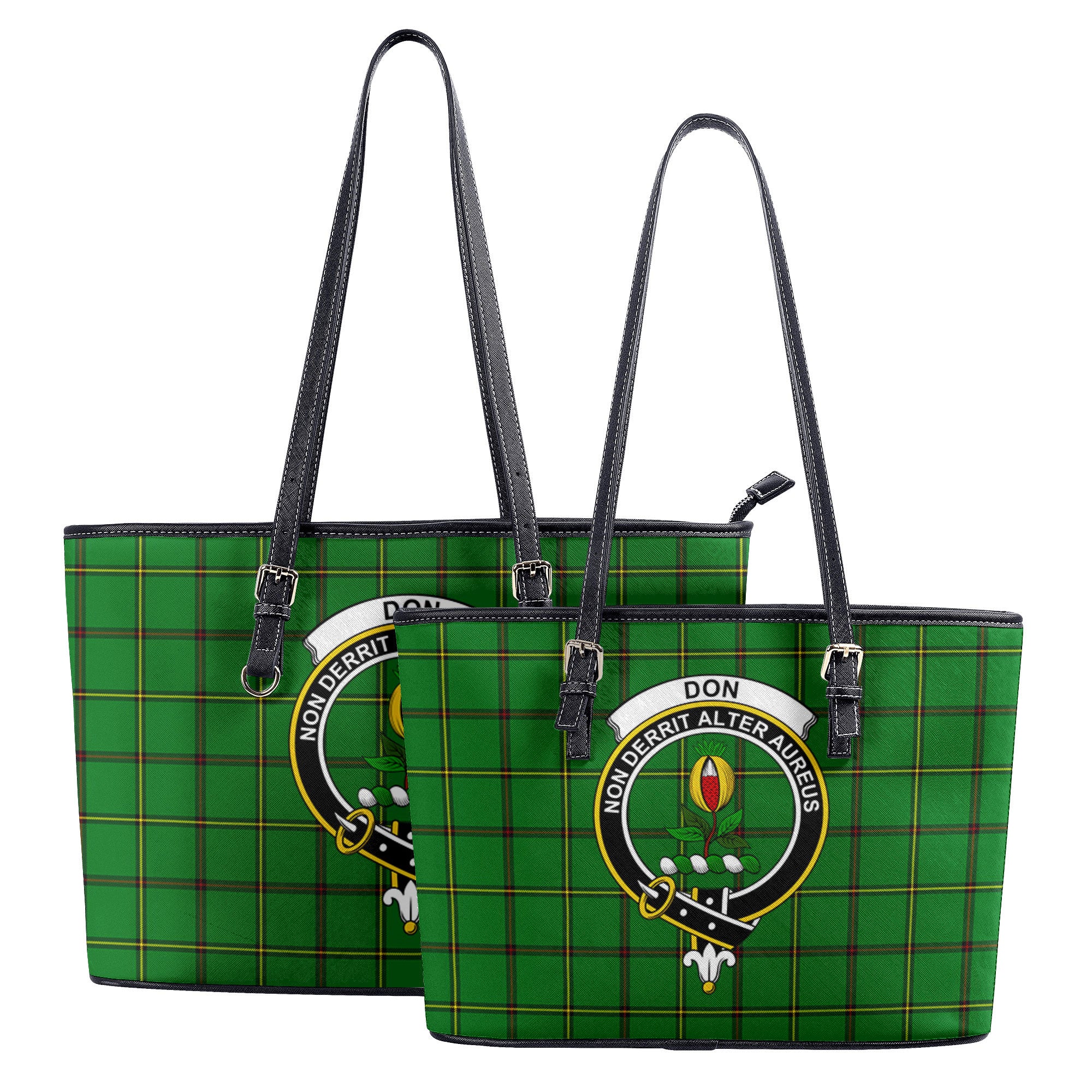 Don Tartan Crest Leather Tote Bag