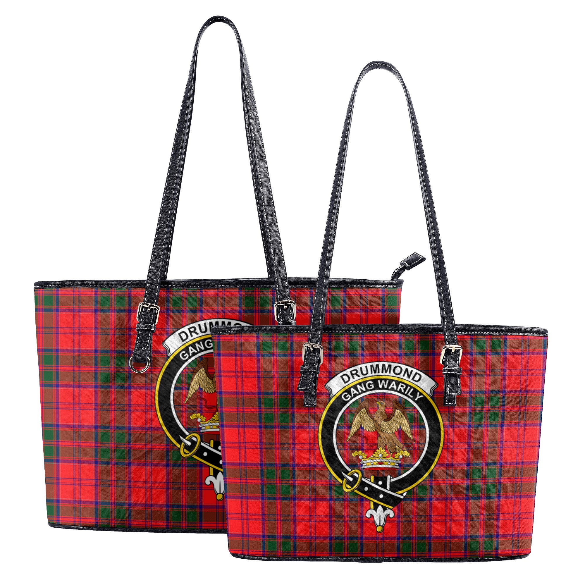 Drummond Modern Tartan Crest Leather Tote Bag