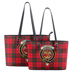 Drummond Modern Tartan Crest Leather Tote Bag