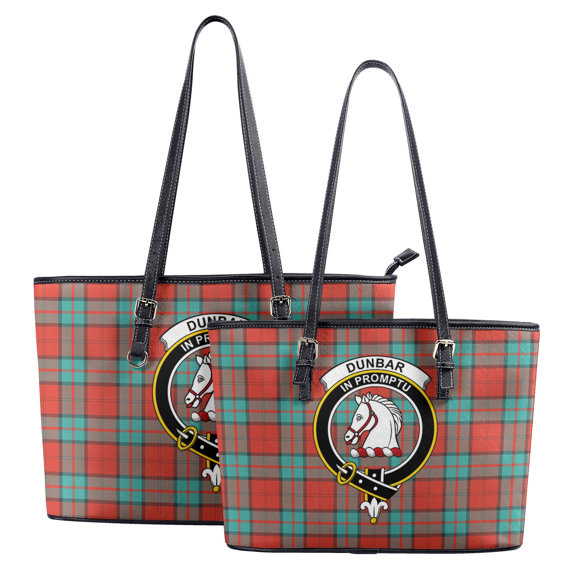 Dunbar Ancient Tartan Crest Leather Tote Bag