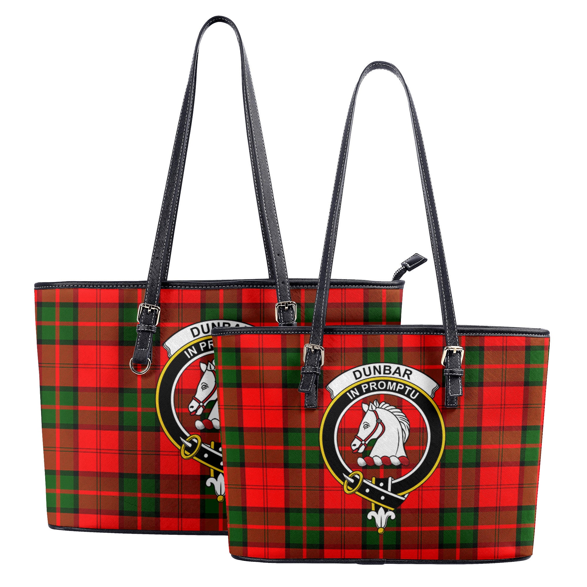 Dunbar Modern Tartan Crest Leather Tote Bag