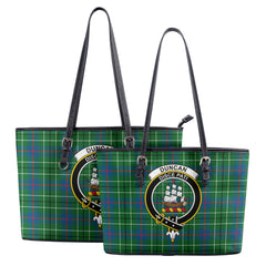 Duncan Ancient Tartan Crest Leather Tote Bag