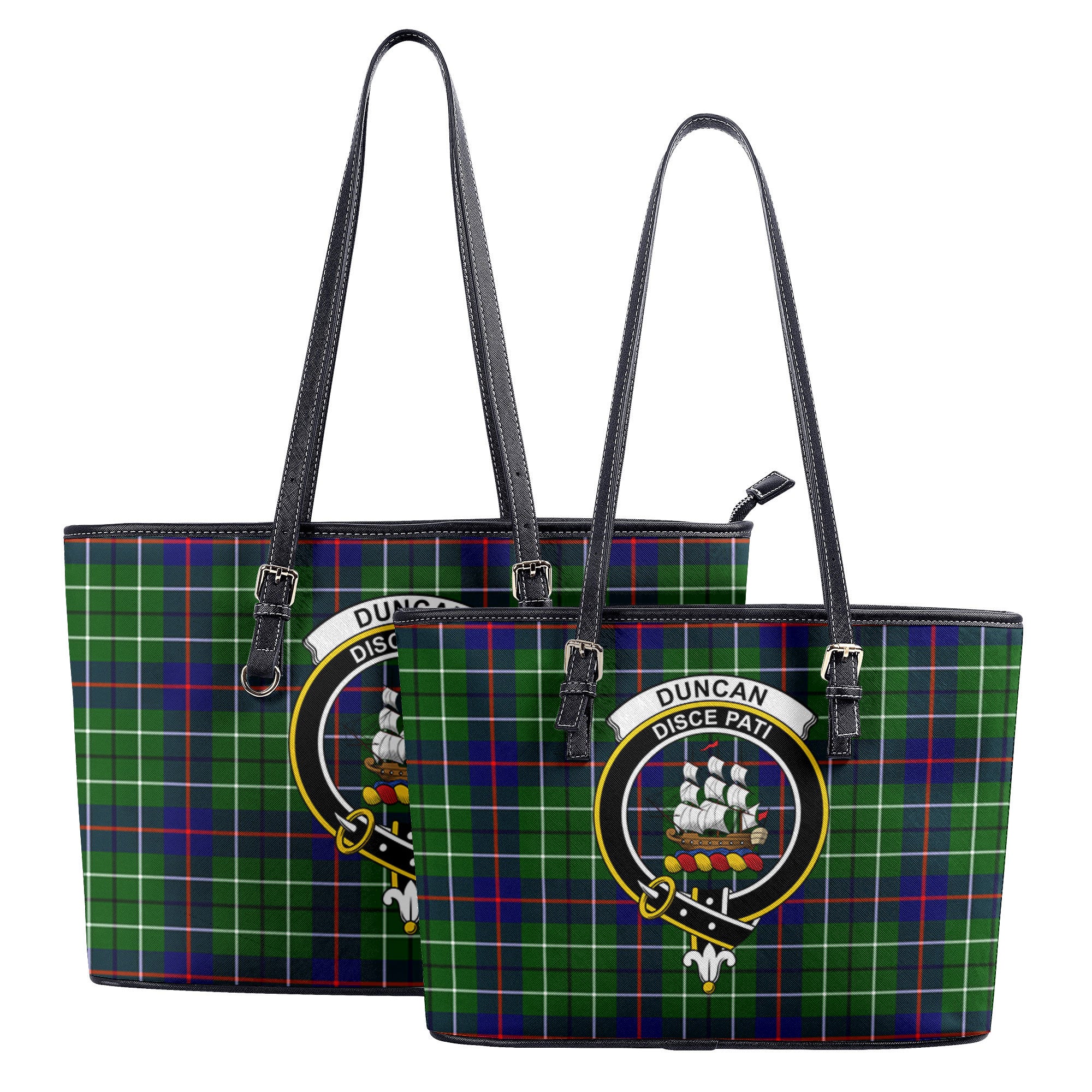 Duncan Modern Tartan Crest Leather Tote Bag