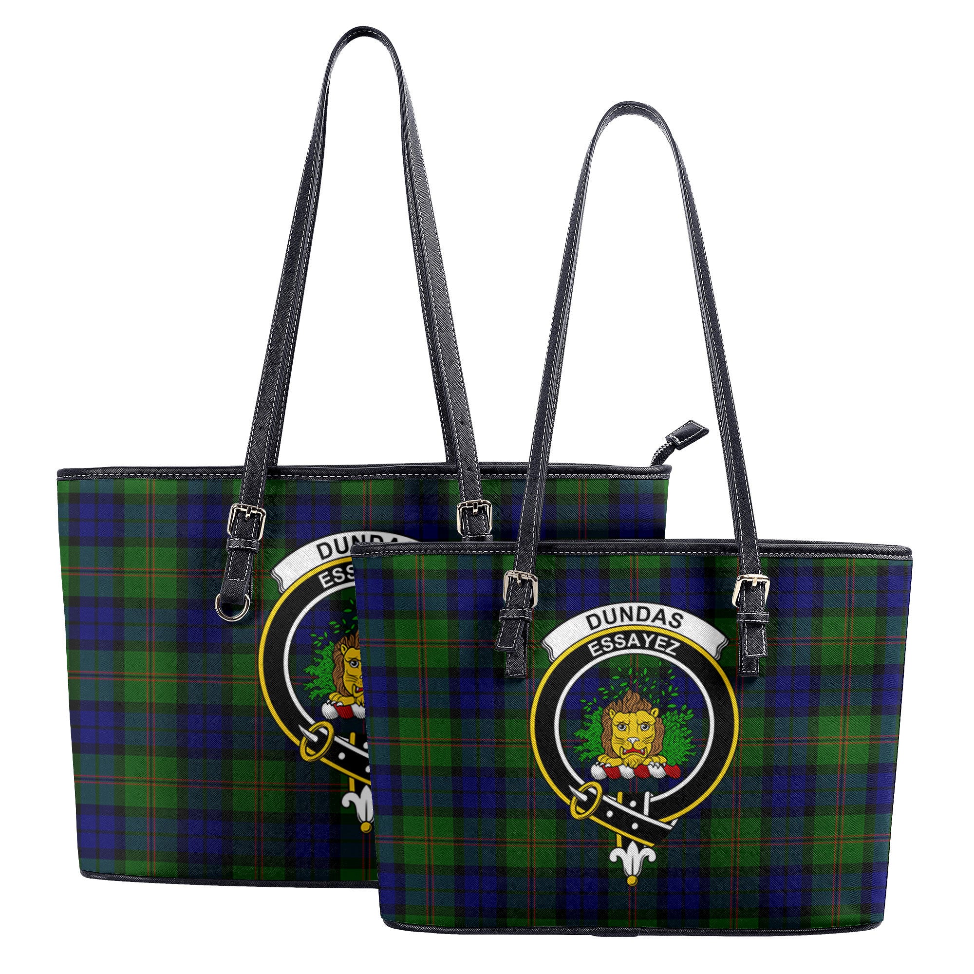 Dundas Modern Tartan Crest Leather Tote Bag