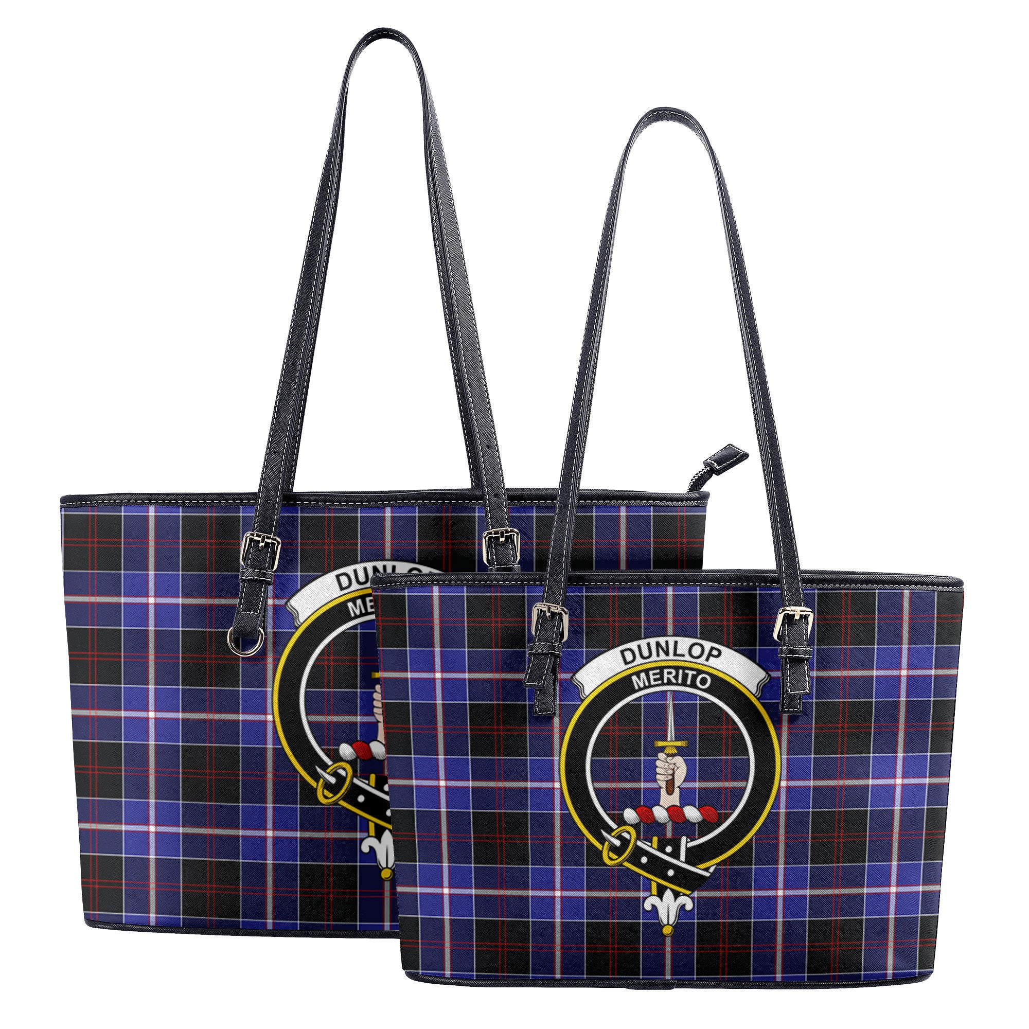 Dunlop Modern Tartan Crest Leather Tote Bag