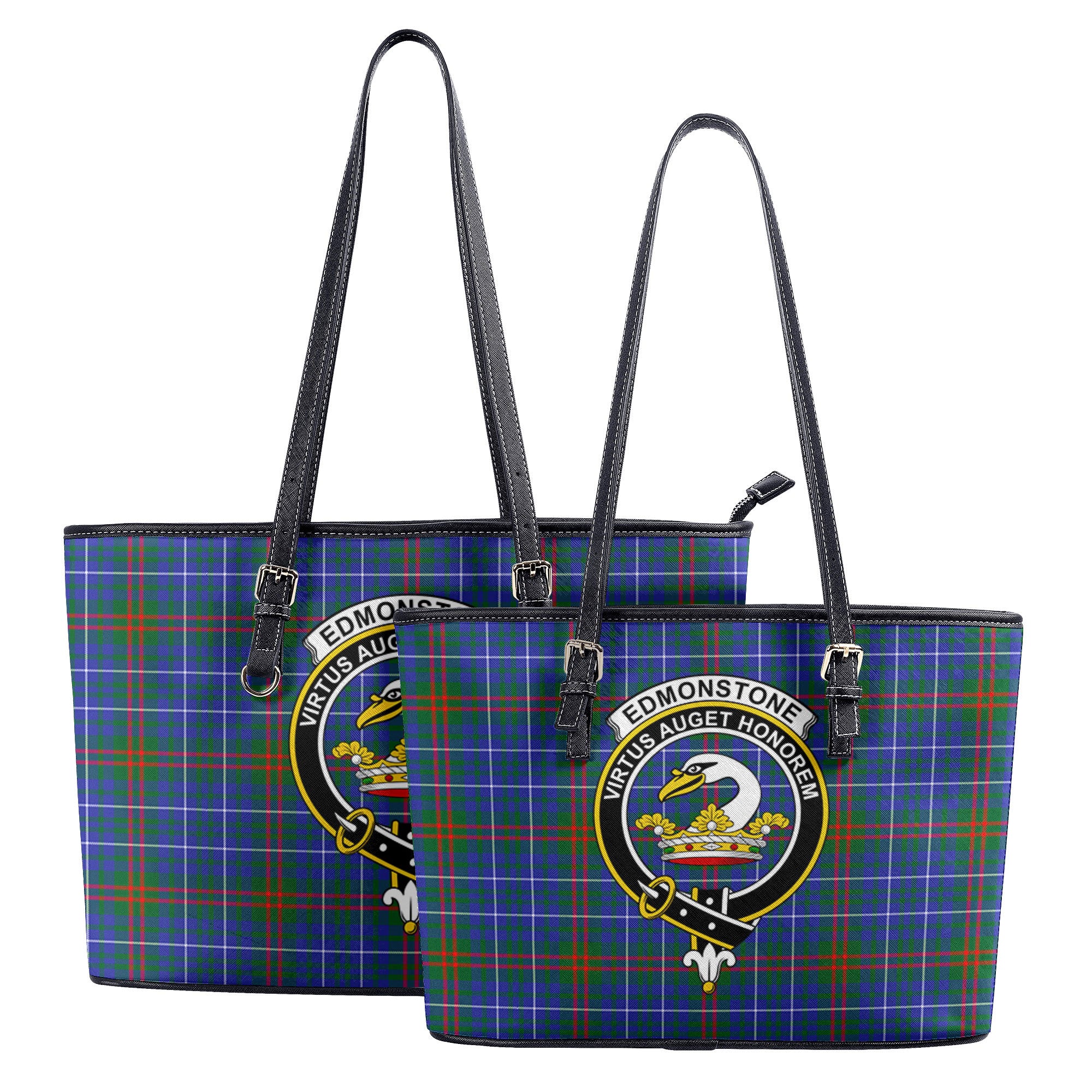 Edmonstone Tartan Crest Leather Tote Bag