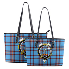 Elliot Ancient Tartan Crest Leather Tote Bag